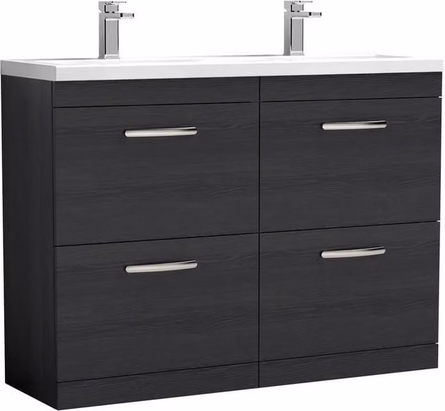 Balterley Millwich Contemporary 4 Drawer Vanity Basin Unit, Black, W: 120 cm – 1