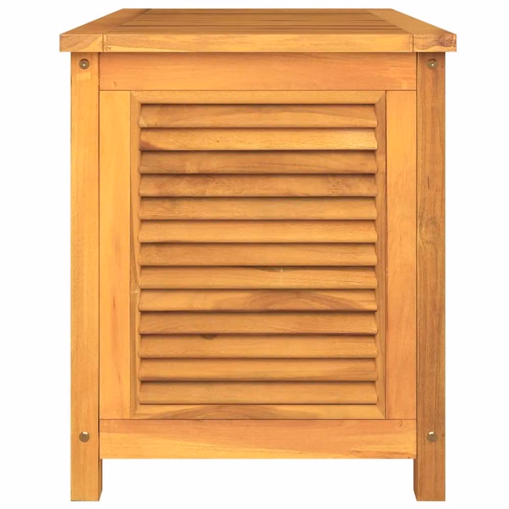 Berkfield Home Garden Storage Box with Bag in Brown Solid Teak Wood, W/D/H: 90 x 50 x 58 cm – 3