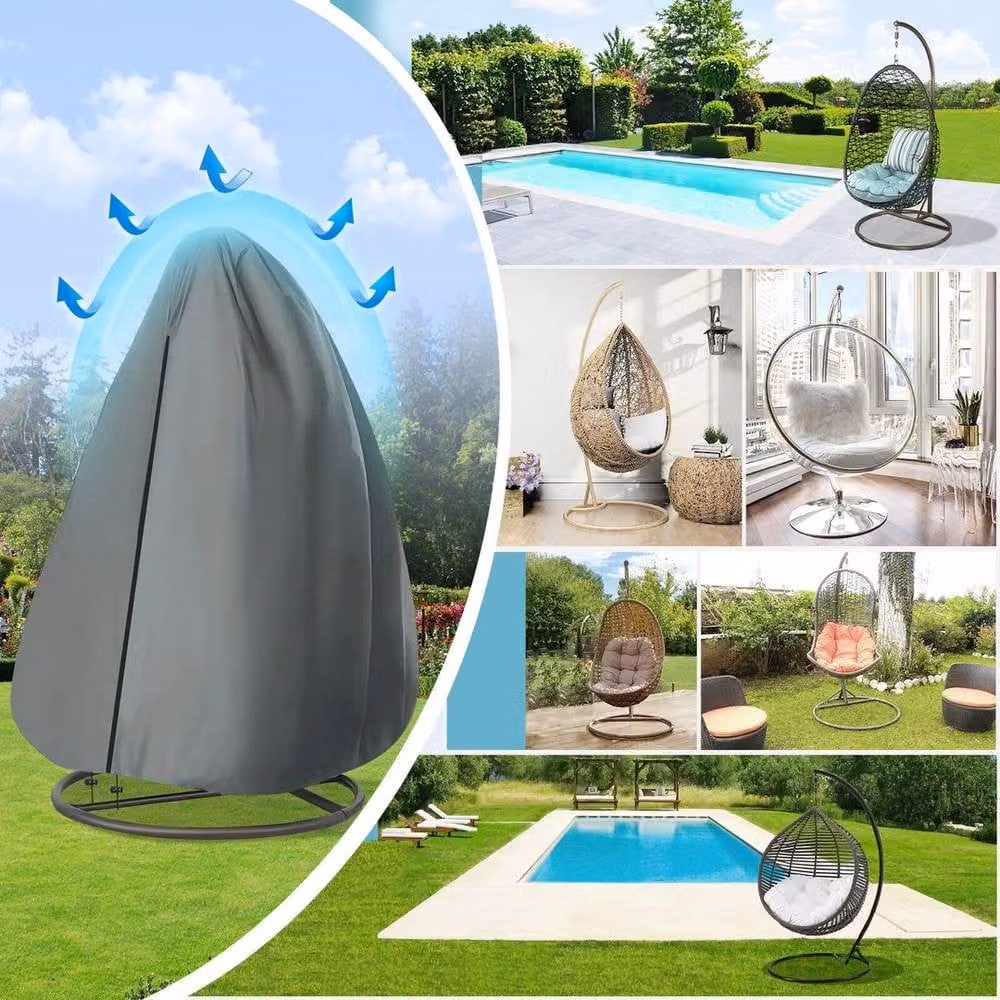 EONLION Waterproof Grey Hanging Swing Egg Chair Cover for Outdoor Armchairs, Diameter: 100 cm – 4