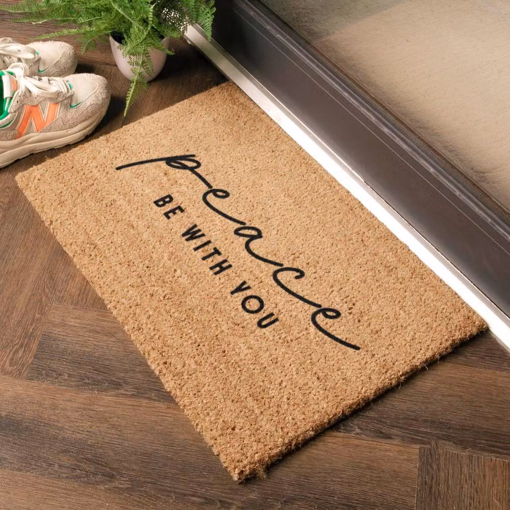 Artsy Mats Peace Be With You Doormat in Brown, W: 60 cm, D: 40 cm – 2