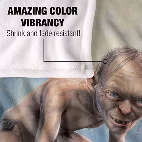 LOGOVISION Lord of the Rings Gollum Painting Super Soft Fleece Throw Blanket, W/D/H: 152 x 127 cm, White/Multicolour – 3