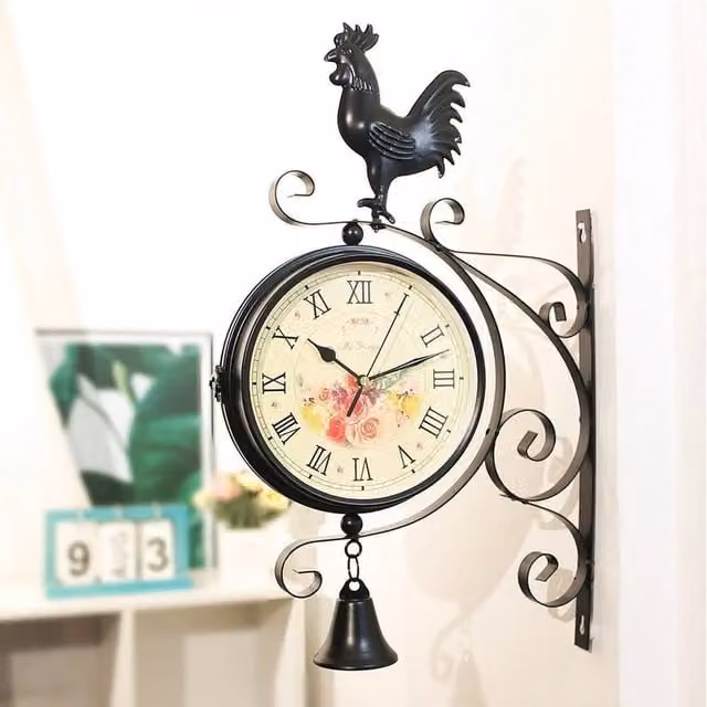 KORVIXA Retro Round Analog Wall Clock in Black with Metal and Glass, Diameter: 100 cm – 1