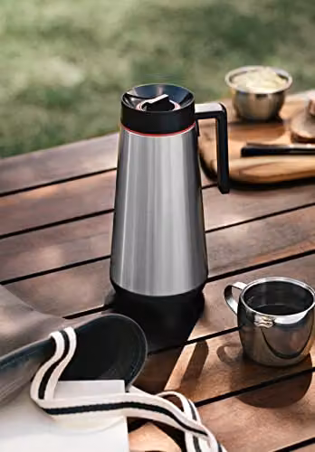 Tramontina Stainless Steel Thermal Flask with Carry Handle, Black and Silver, 1.0 l – 2