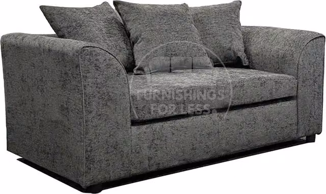 Furnishings For Less UK Monaco Grey Chenille Fabric 2 Seater Sofa with Scatter Back and Curved Arms – 1