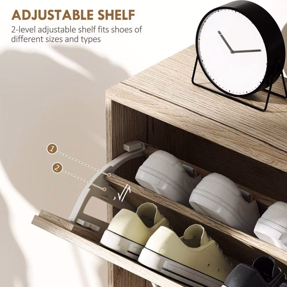 Wyld Haus Covara Brown Wood Effect Wall Mounted Shoe Cabinet with 12 Pair Capacity and Tilting Compartments, W/D/H: 116.0 x 23.5 x 57.0 cm – 5
