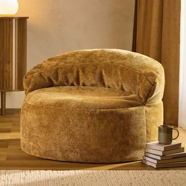 ICON Orb Accent Chair in Gold Woven Chenille