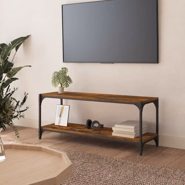 Berkfield Home Smoked Oak TV Cabinet in Brown, W/D/H: 100 x 33 x 41 cm