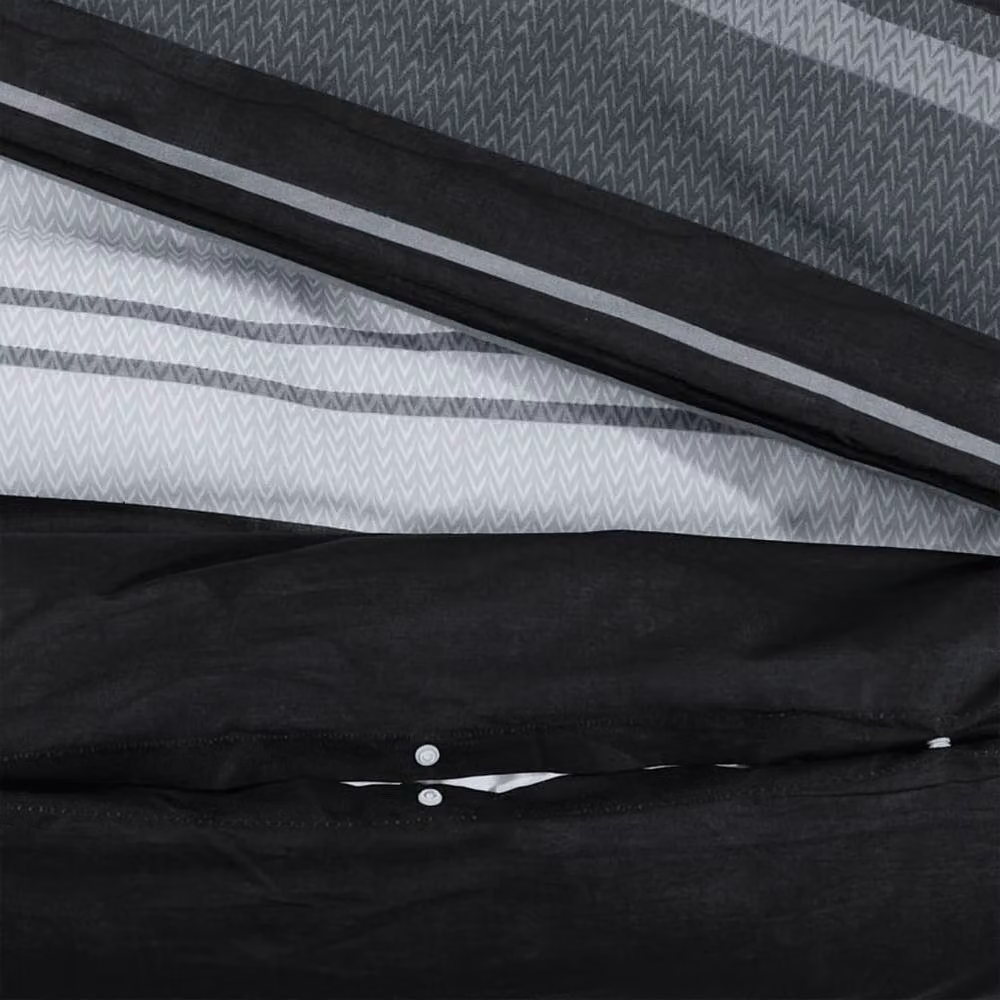 Berkfield Home Striped Cotton Duvet Cover and Pillowcase Set in Black and White, W/D/H: 260 x 240 x 240 cm – 4