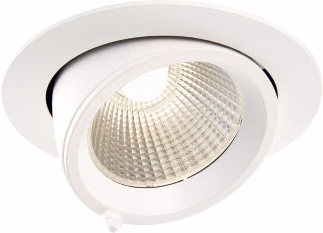 Loops Fully Adjustable Recessed Ceiling Downlight - 30W Cool White LED - Matt White