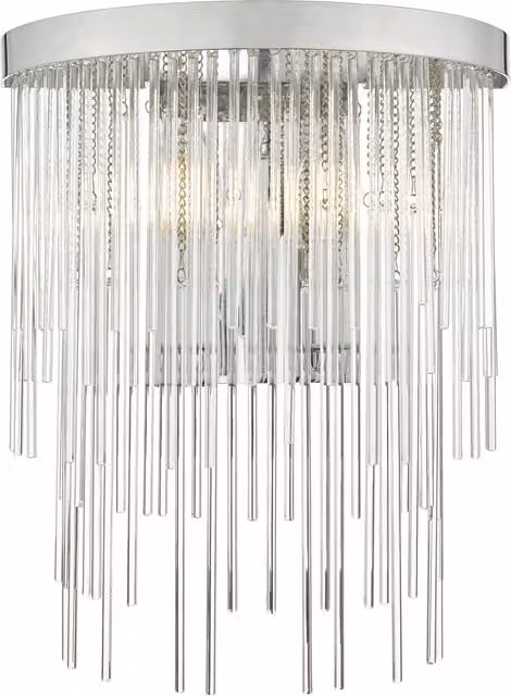 Dar Glamour Chrome and Transparent Glass Wall Light with E14 Dimmable Bulb