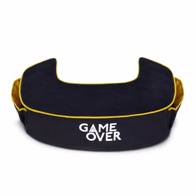 Game Over Store Ergonomic U-Shaped Gaming Support Lap Cushion in Black Polyester Velour