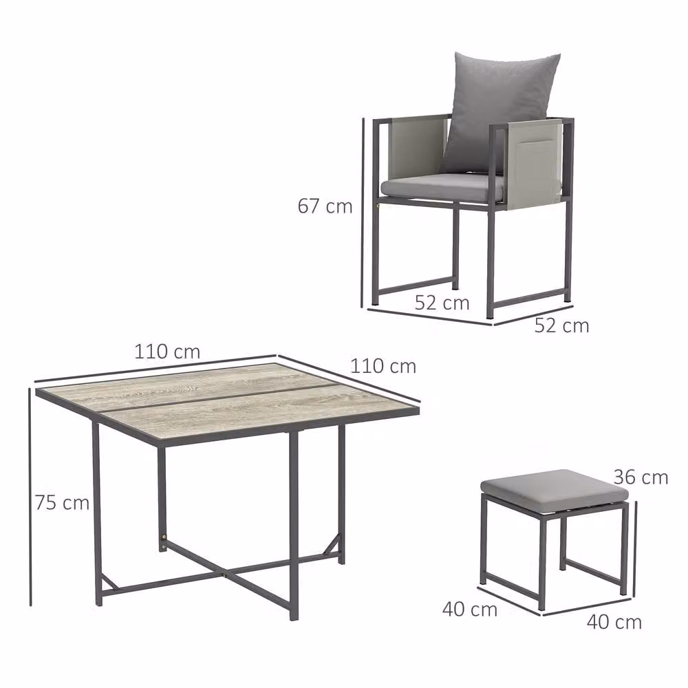 STILVORA 9-Piece Modern Dining Set with Powder Coated Steel Frame in Grey – 3