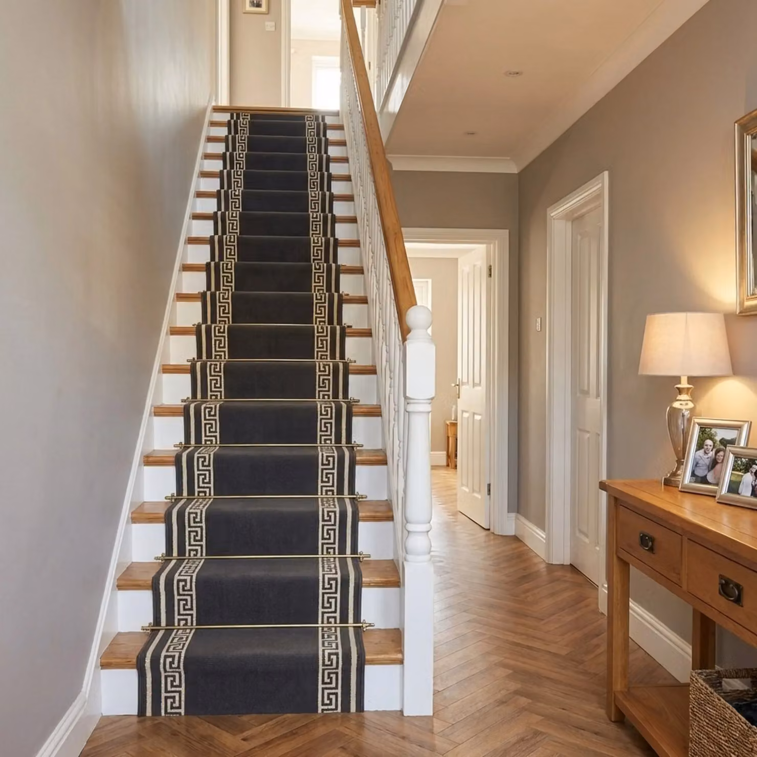 runrug Grey Key Stair Carpet Runner W: 60 cm, L: 660 cm – 3