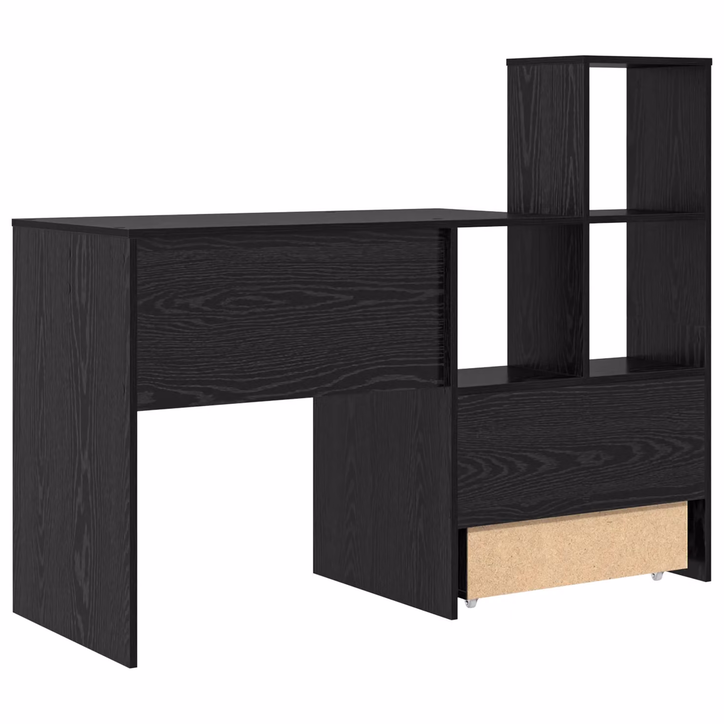 Berkfield Home Black Oak Writing Desk with Drawer and Shelf, W/D/H: 131.5 x 50 x 106.5 cm – 3
