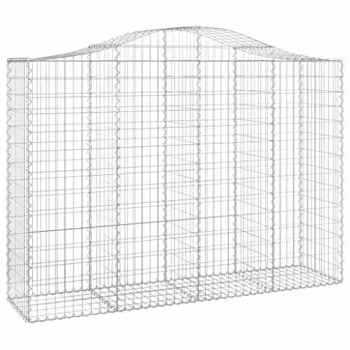 vidaXL Arched Gabion Baskets, 11 Pieces, Silver Galvanised Steel, W/D/H: 200 x 50 x 140/160 cm – 1