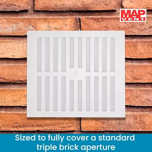 Map White Adjustable Air Vent with Flyscreen Cover and Hit & Miss Triple Brick Ventilation Grille, W/D/H: 22.9 x 22.9 x 5.0 cm – 3