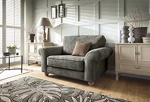 Abakus Direct Ingrid Large Armchair in Rifle Green Braided Chenille Fabric, W/D/H: 145 x 95 x 90 cm