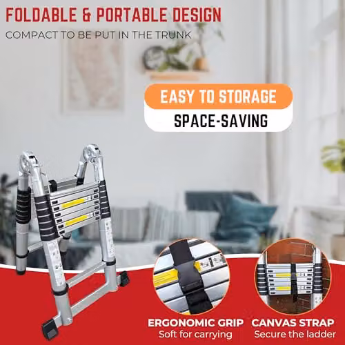 Samuel Alexander 5m Lightweight Aluminium Telescopic Multi-Position Extendable Ladder in Silver – 4