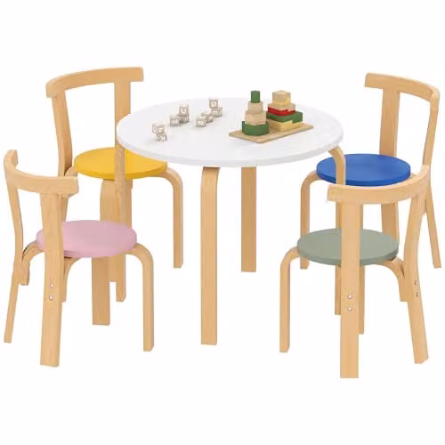 AIYAPLAY 5 Piece Kids Table and Chairs Set, Multicoloured, W/D/H: 60 x 50 x 60 cm – 1
