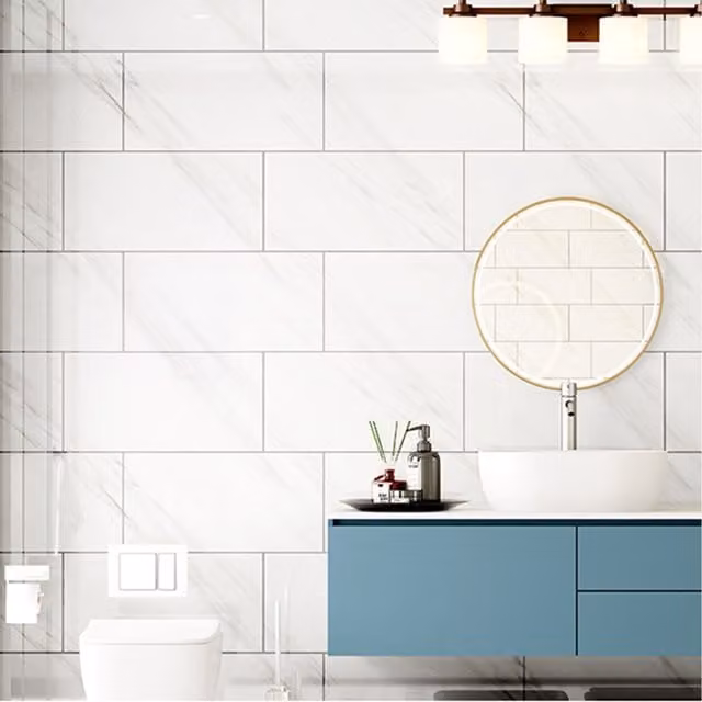 Lifeideas 10-Piece Self-Adhesive Marble Effect PVC Wall Stickers in White