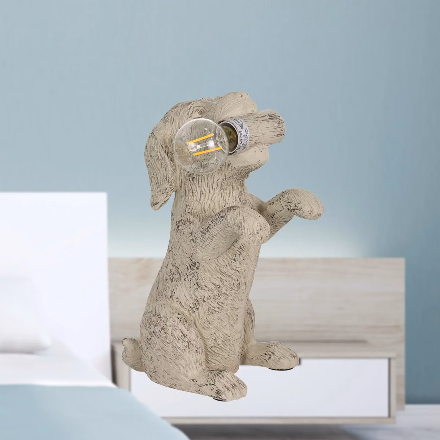 First Choice Lighting Rufus Set of 2 Natural Dog Table Lamps in Brown and Beige – 3