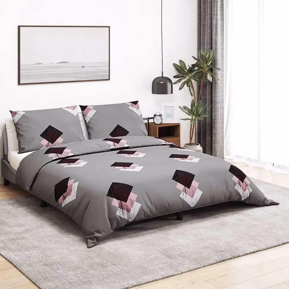 Berkfield Home Grey Cotton Duvet Cover and Pillowcase Set, W: 140 cm, H: 200 cm – 2