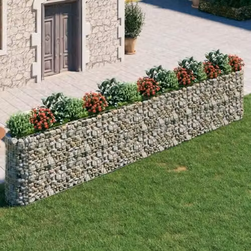 vidaXL Silver Galvanised Steel Stone Gabion Raised Bed W: 540 cm, D: 50 cm, H: 100 cm – 2