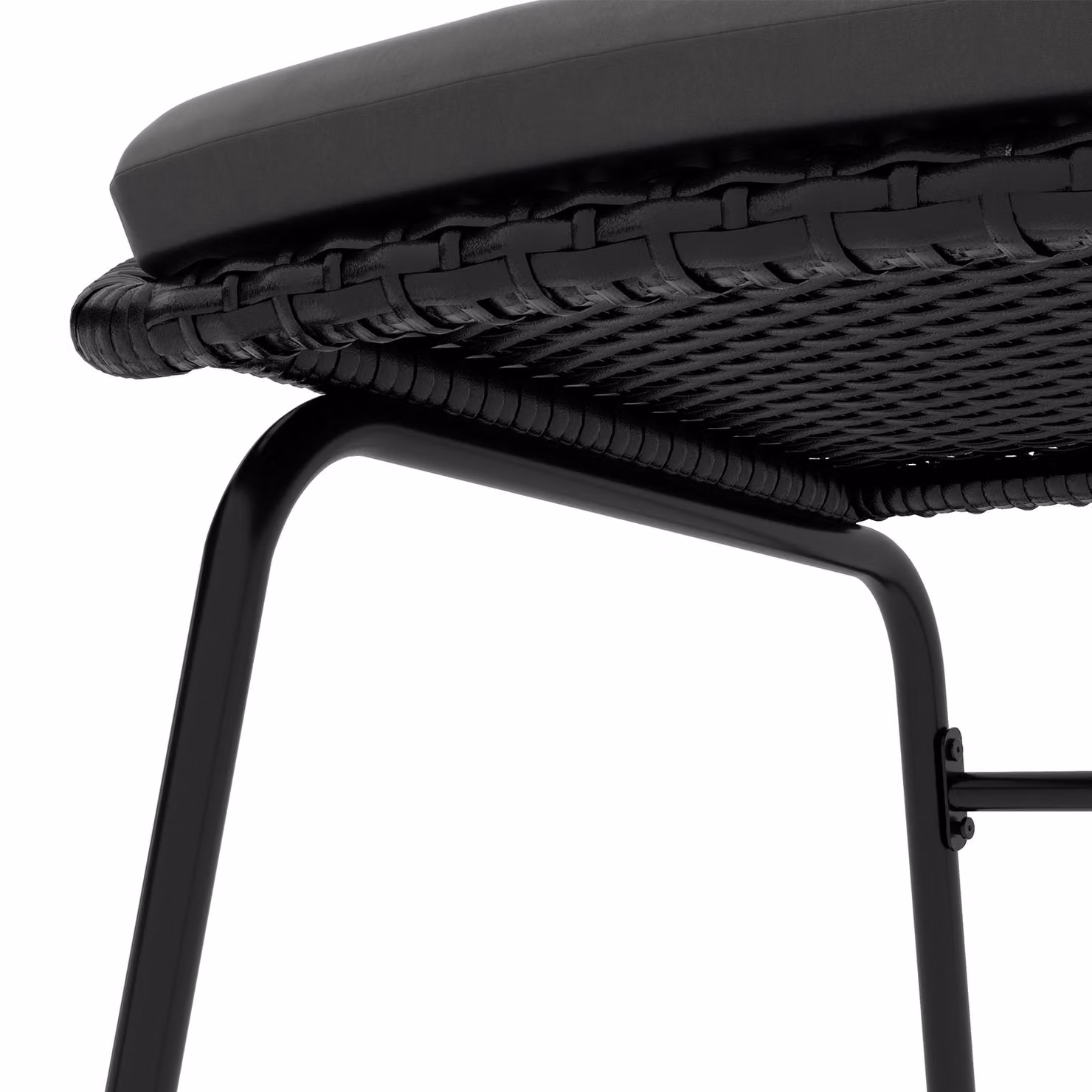 Outsunny 3 Piece Black PE Rattan Bistro Set with Cushions, 2 Armchairs and Round Metal Coffee Table – 7
