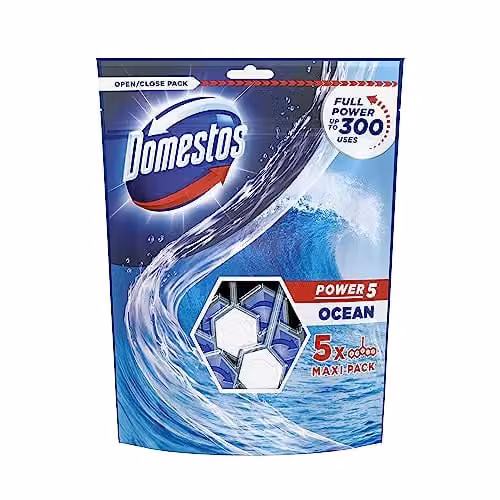 Domestos Power 5 Ocean Toilet Rim Blocks, Blue, 5 x 55 g – 1