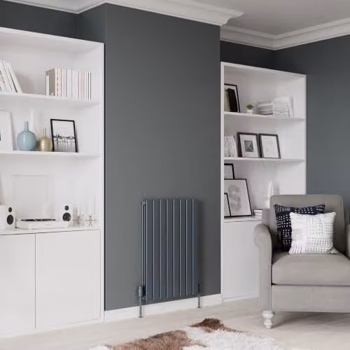 UK Radiators Typhoon Anthracite Flat Tube Horizontal Designer Steel Radiator, W: 54.4 cm, H: 80.0 cm – 3