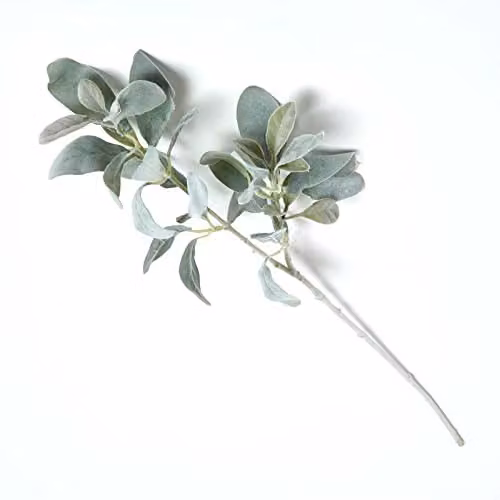 Homescapes Green Artificial Lambs Ear Faux Foliage Stem, 70 cm