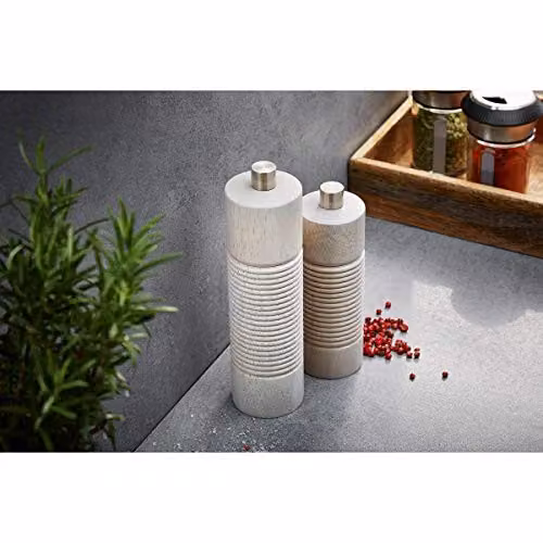 Gefu Tedoro Manual Salt or Pepper Grinder in White Wood and Ceramic, Height: 18 cm – 3