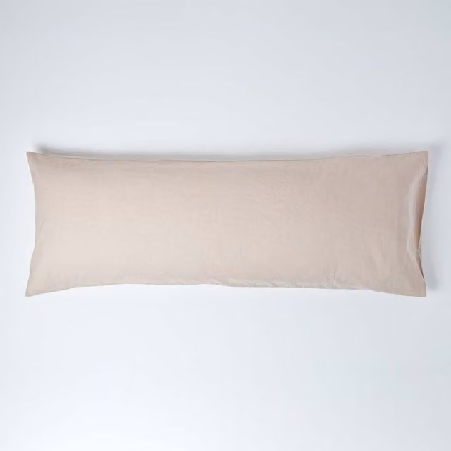 Homescapes Linen and Combed Cotton Pillowcase in Natural Beige