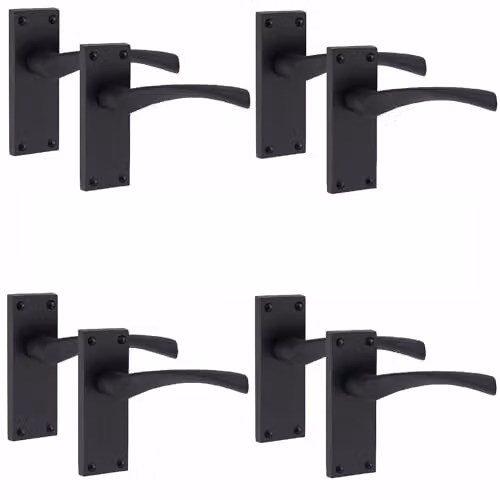 Golden Grace Astrid Scroll Latch Door Handles in Matt Black, 4 Pairs – 1