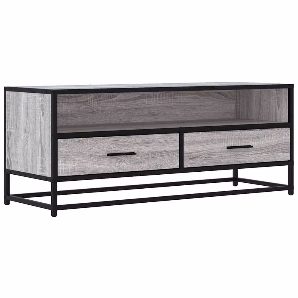 Berkfield Home Grey Sonoma TV Cabinet in Engineered Wood and Metal, W: 100 cm, D: 34.5 cm, H: 40 cm – 2
