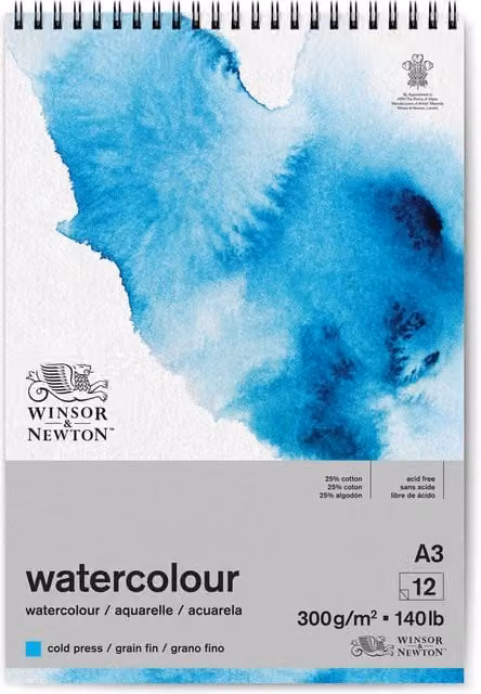 Winsor & Newton Cold Pressed Watercolour Paper Pad, A3, Blue