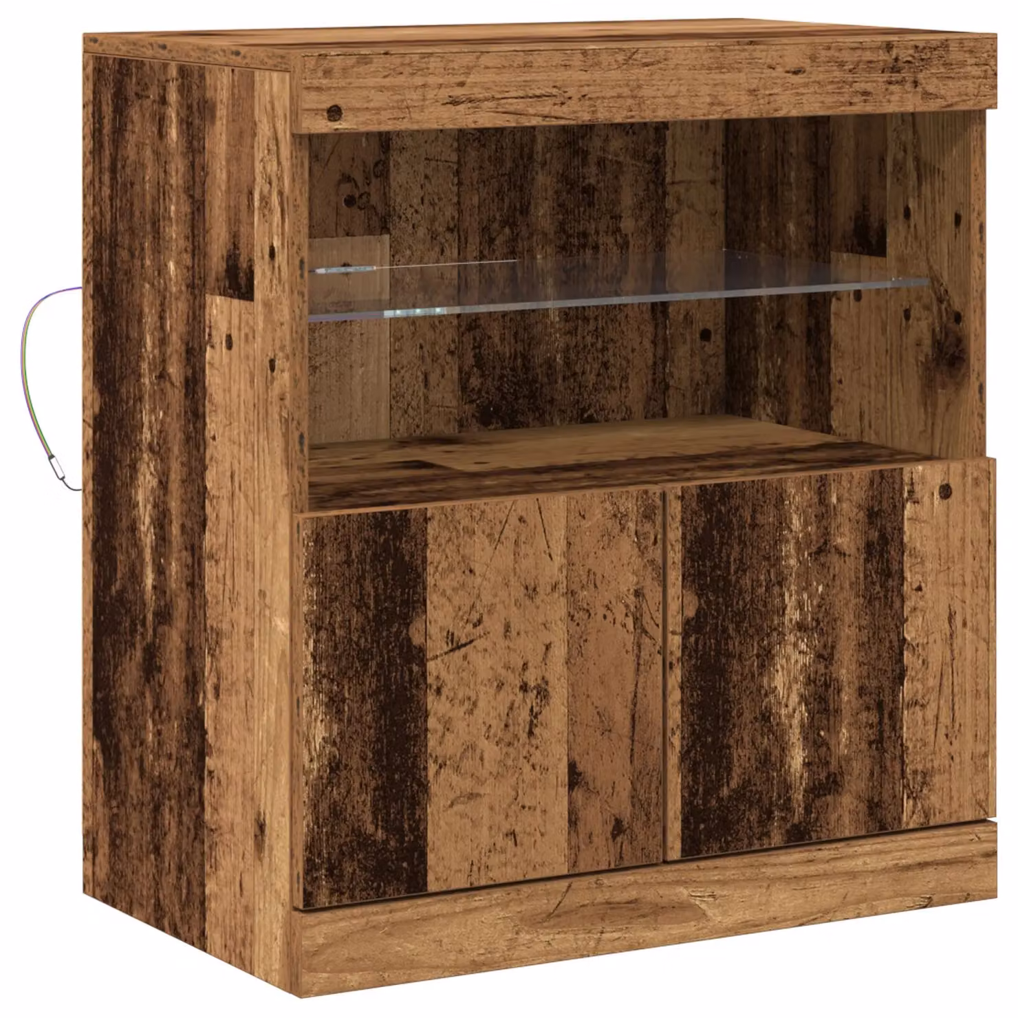Berkfield Home Rustic Wood Sideboard with Integrated LED Lights, Brown, W/D/H: 60 x 37 x 67 cm – 2