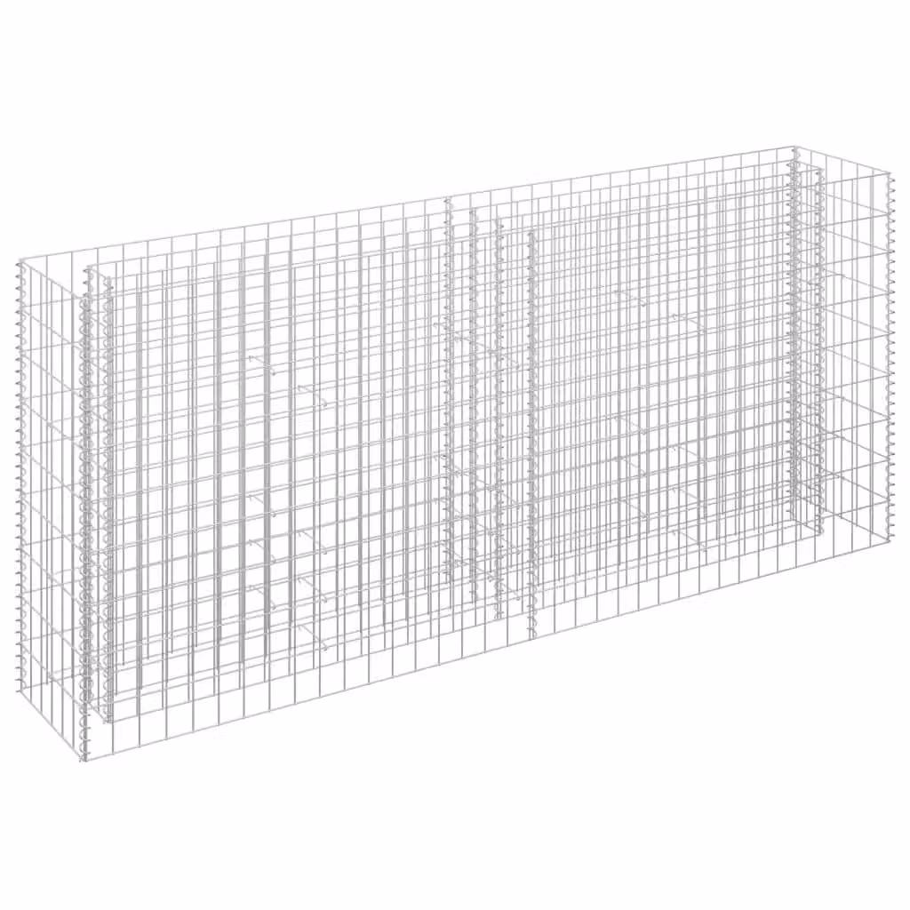 Berkfield Home Silver Galvanised Steel Stone Gabion Raised Bed, W: 180 cm, D: 30 cm, H: 90 cm