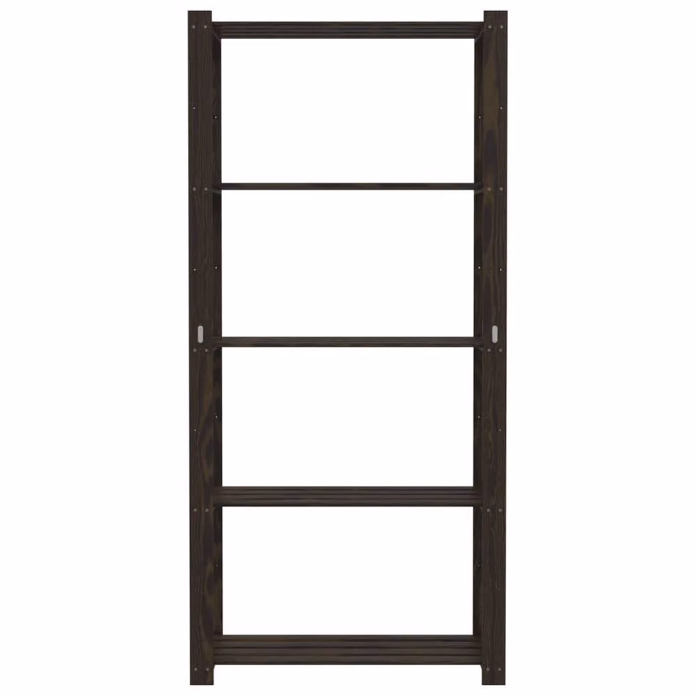Berkfield Home 5-Tier Solid Wood Pine Storage Rack in Black, W/D/H: 80 x 38 x 170 cm – 3