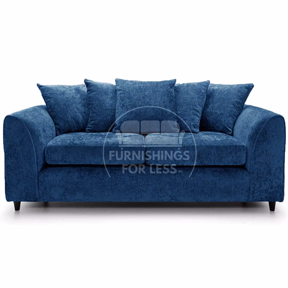 Furnishings For Less UK Monaco Blue Chenille Fabric 3 Piece Sofa Suite with 3 Seater, 2 Seater and Armchair – 2