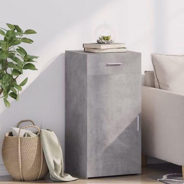 Berkfield Home Sideboard in Concrete Grey, W: 45 cm, D: 42.5 cm, H: 93 cm – 1