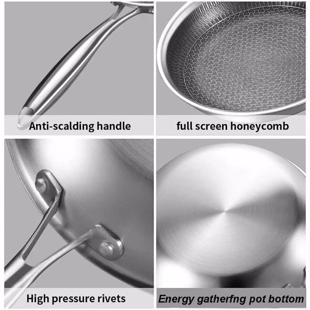 NESTLUNE Stainless Steel Honeycomb Non Stick Frying Pan, Silver, Diameter: 28 cm – 2