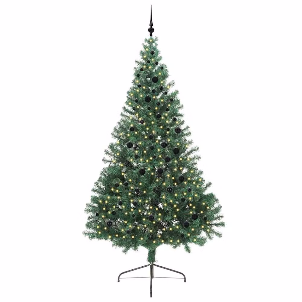 Berkfield Home Artificial Pre-lit Christmas Tree in Green, Height: 240 cm – 3