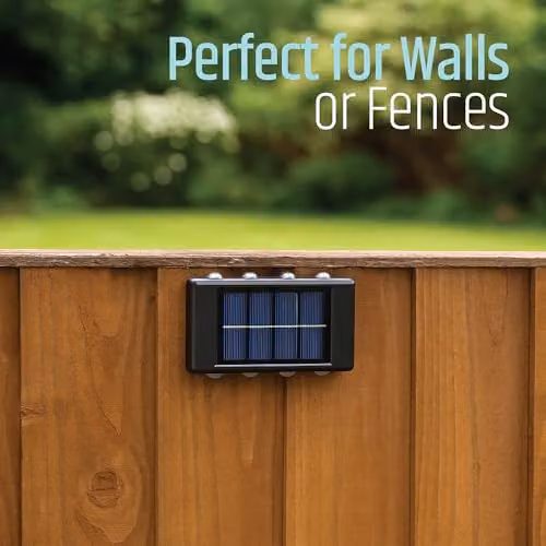 GardenKraft 2-Pack Solar Outdoor Wall Lights in Black with Warm White LEDs – 3