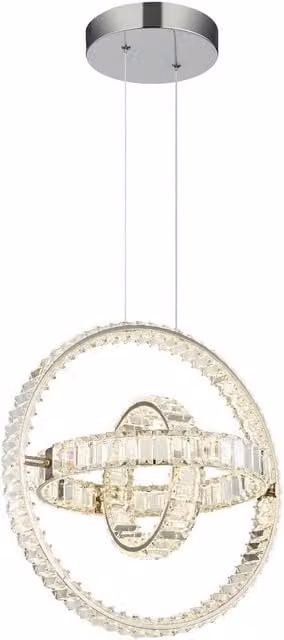 Netlighting Neil Dimmable LED Pendant Light in Chrome and Grey with K5 Crystals – 1