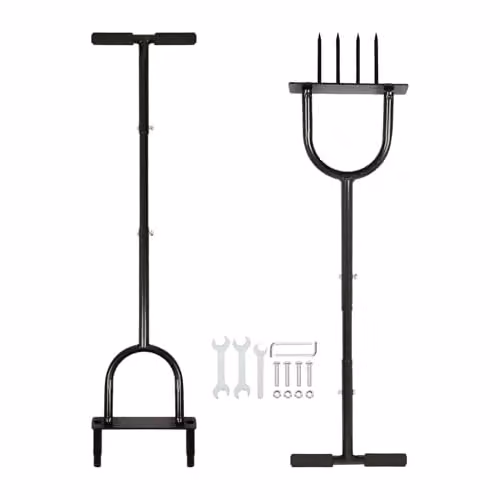 Harbour Housewares 2-Piece Manual Lawn Aerator and Corer Set in Black Steel, W: 24.5 cm, H: 103 cm – 1