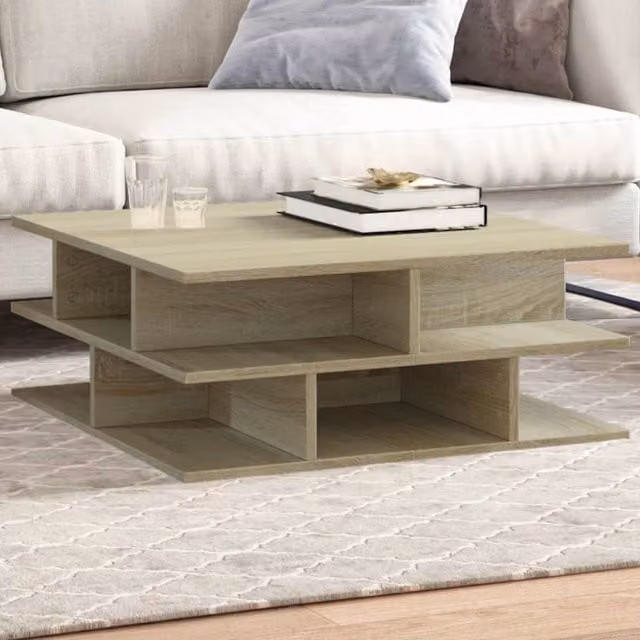 Berkfield Home Sonoma Oak Coffee Table in Brown, W/D/H: 70 x 70 x 29 cm – 1