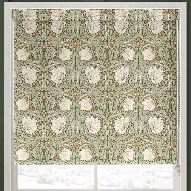 William Morris At Home Pimpernel Translucent Made to Measure Roller Blind in Nettle Green