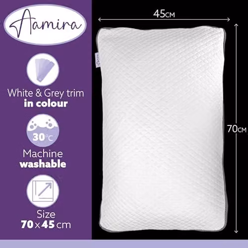 Aamira Luxury Shredded Memory Foam Orthopaedic Pillows 2 Pack with White Bamboo Covers, W/D/H: 70 x 45 cm – 7