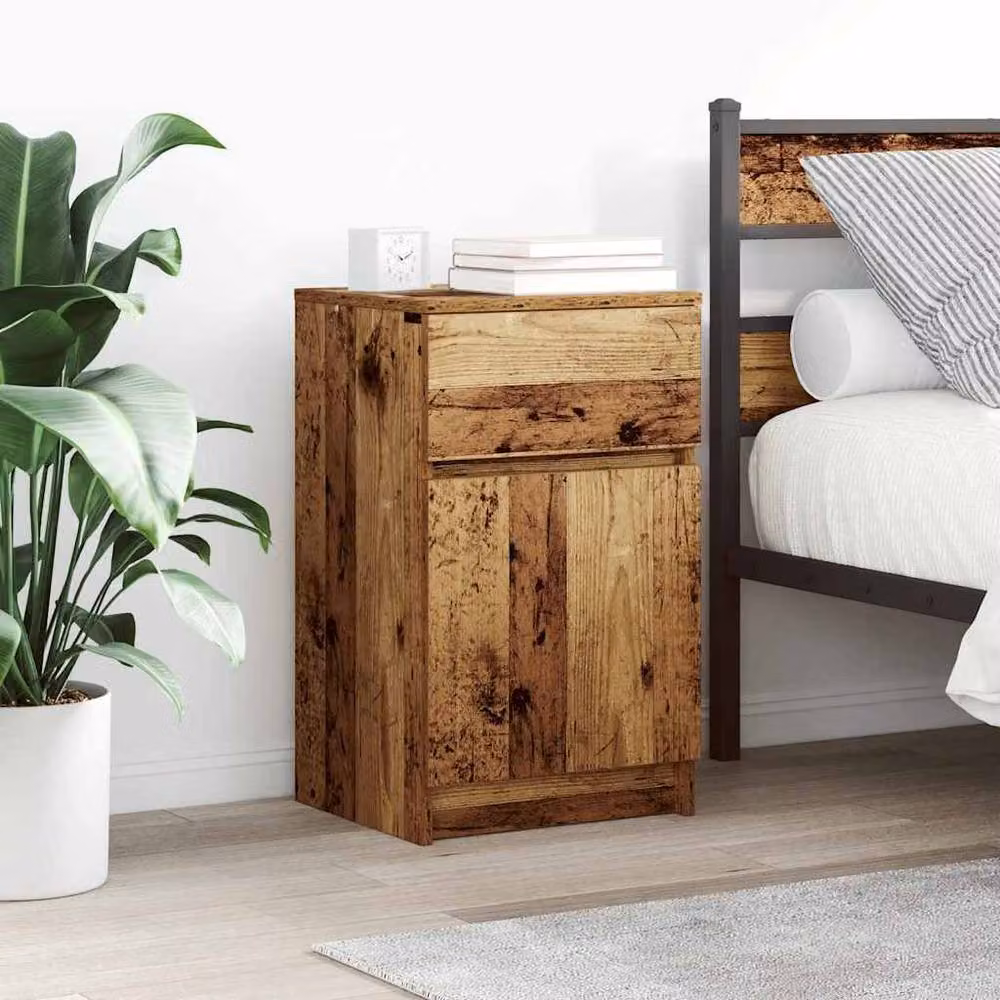 Berkfield Home Set of 2 Bedside Cabinets in Old Wood, Brown/Multicolour, W/D/H: 39 x 35 x 65 cm – 2